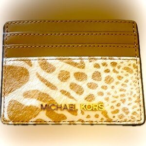 MICHAEL KORS Jet Set Travel Card Holder Camel NWT